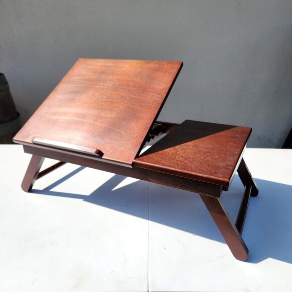 NEW Walnut Winsome Alden Bed Laptop Tray Lap Desk Reading Workstation W/ Drawer - Picture 11 of 16